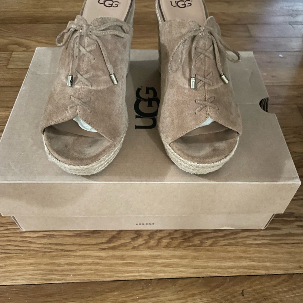 UGG Georgia Espadrille Wedge in Chestnut Size 7 in original box - Picture 5 of 9